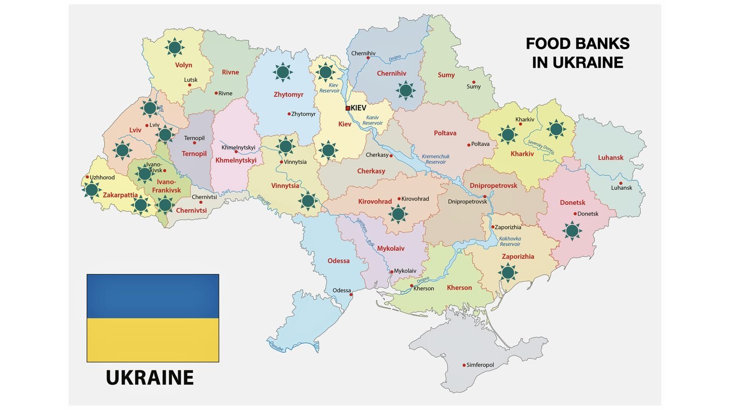 Map of food banks in Ukraine supported by UCSS